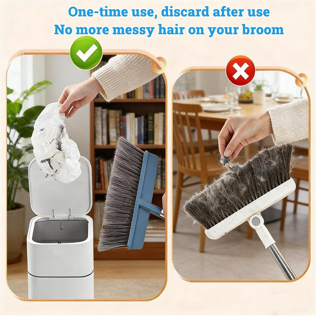 100PCS Disposable Broom Covers – Dust & Pet Hair Catchers