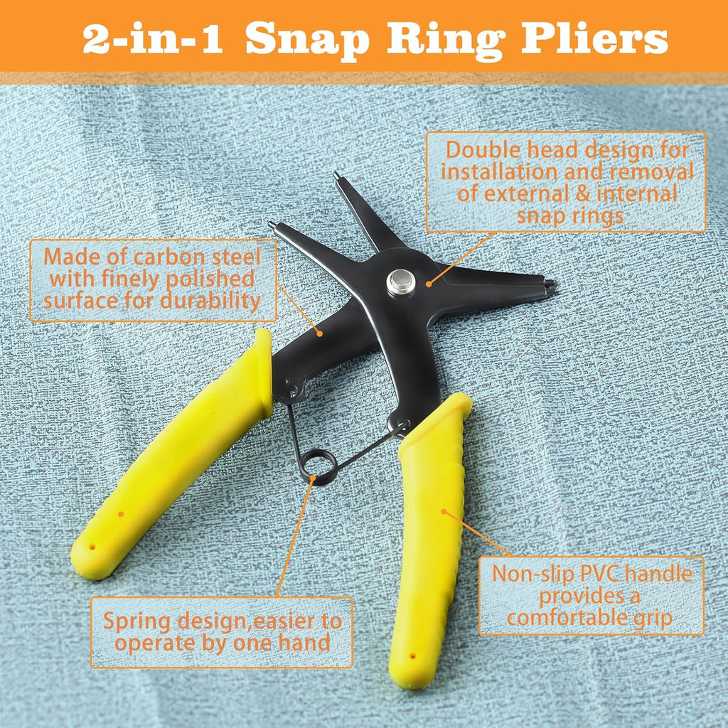 2-in-1 Snap Ring Pliers - Internal & External Circlip Pliers for 10-40mm Snap Rings