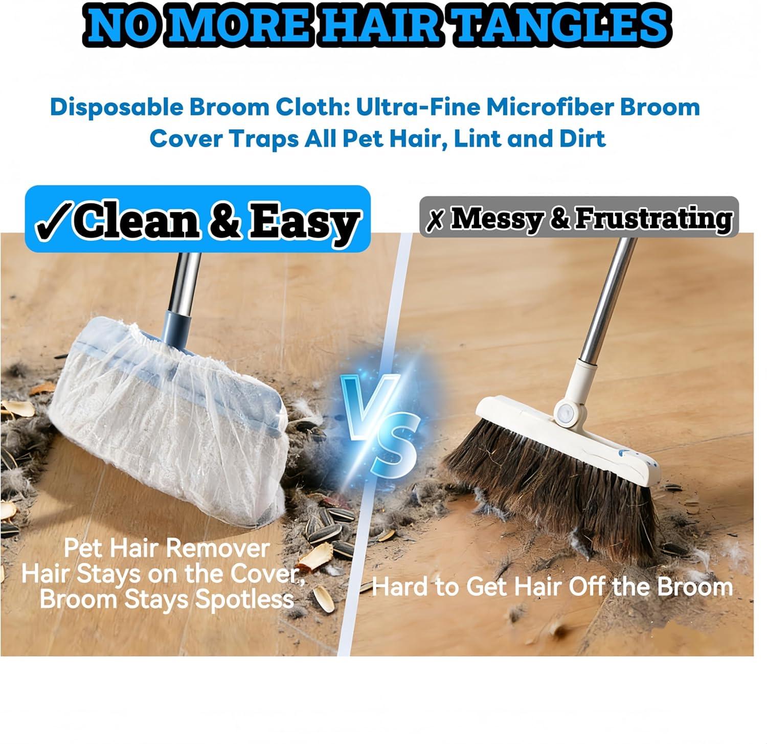 100PCS Disposable Broom Covers – Dust & Pet Hair Catchers