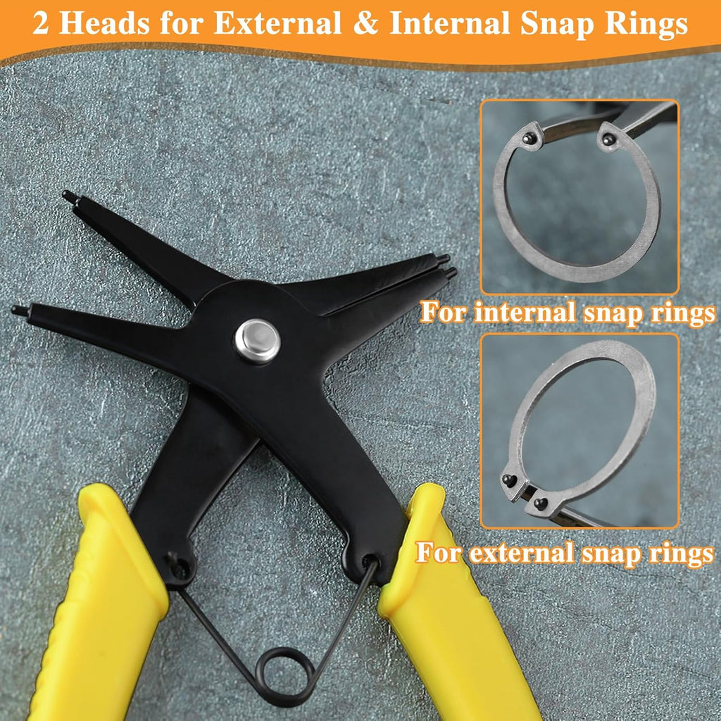 2-in-1 Snap Ring Pliers - Internal & External Circlip Pliers for 10-40mm Snap Rings
