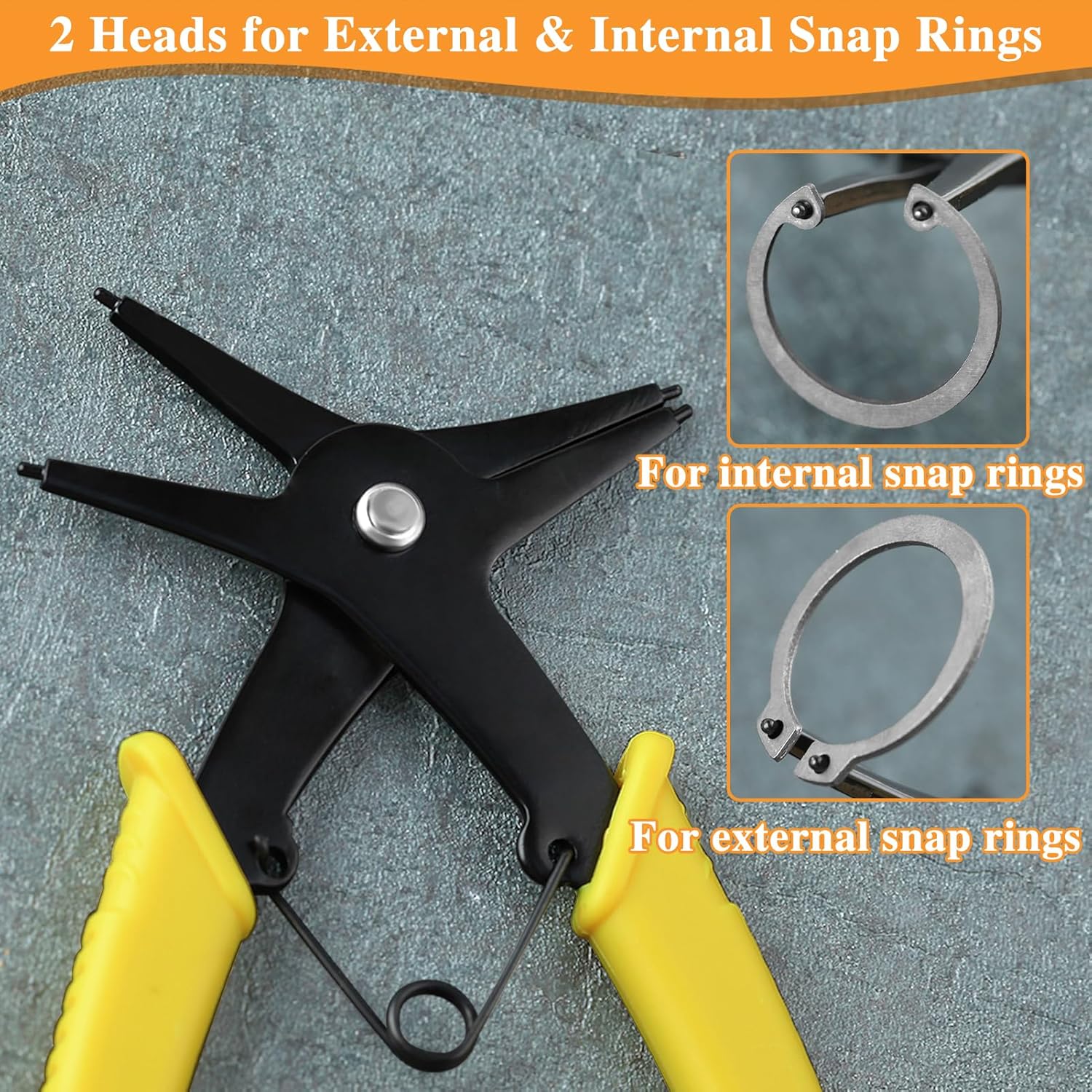 2-in-1 Snap Ring Pliers - Internal & External Circlip Pliers for 10-40mm Snap Rings