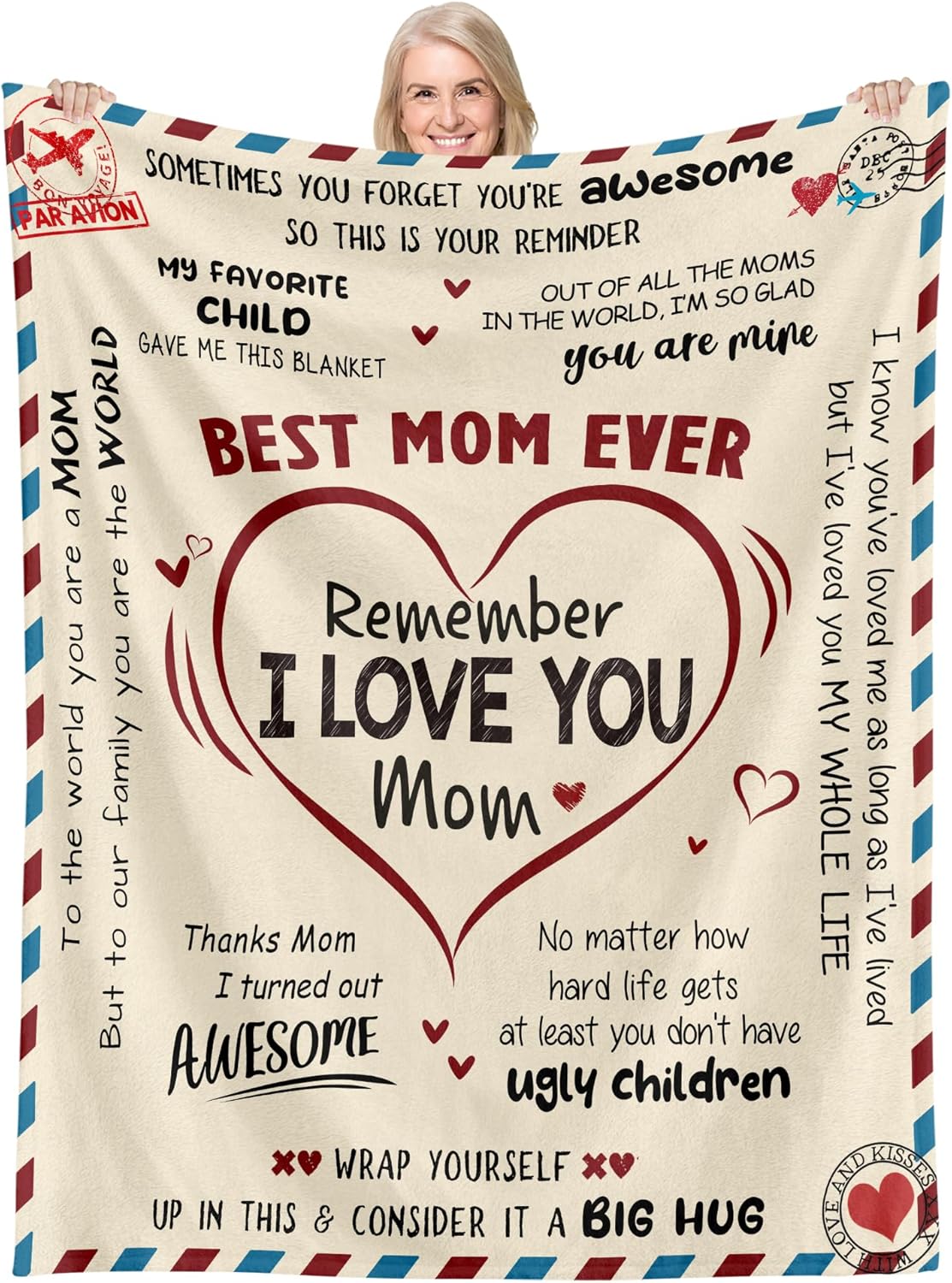 Best Mom Ever - I Love You Mom Throw Blanket (100*70 CM)