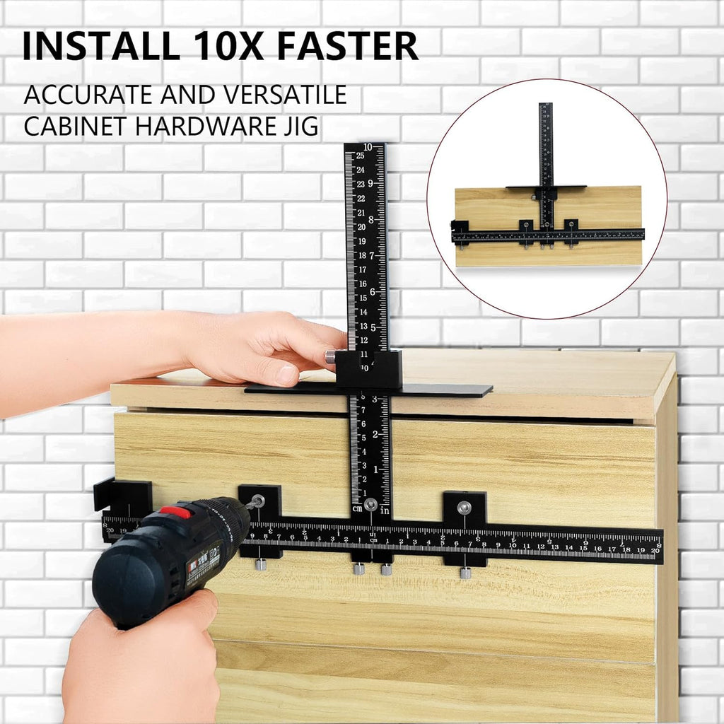 Cabinet Hardware Jig – Handle Template with Engraved Rulers & Self‑Punching Centre