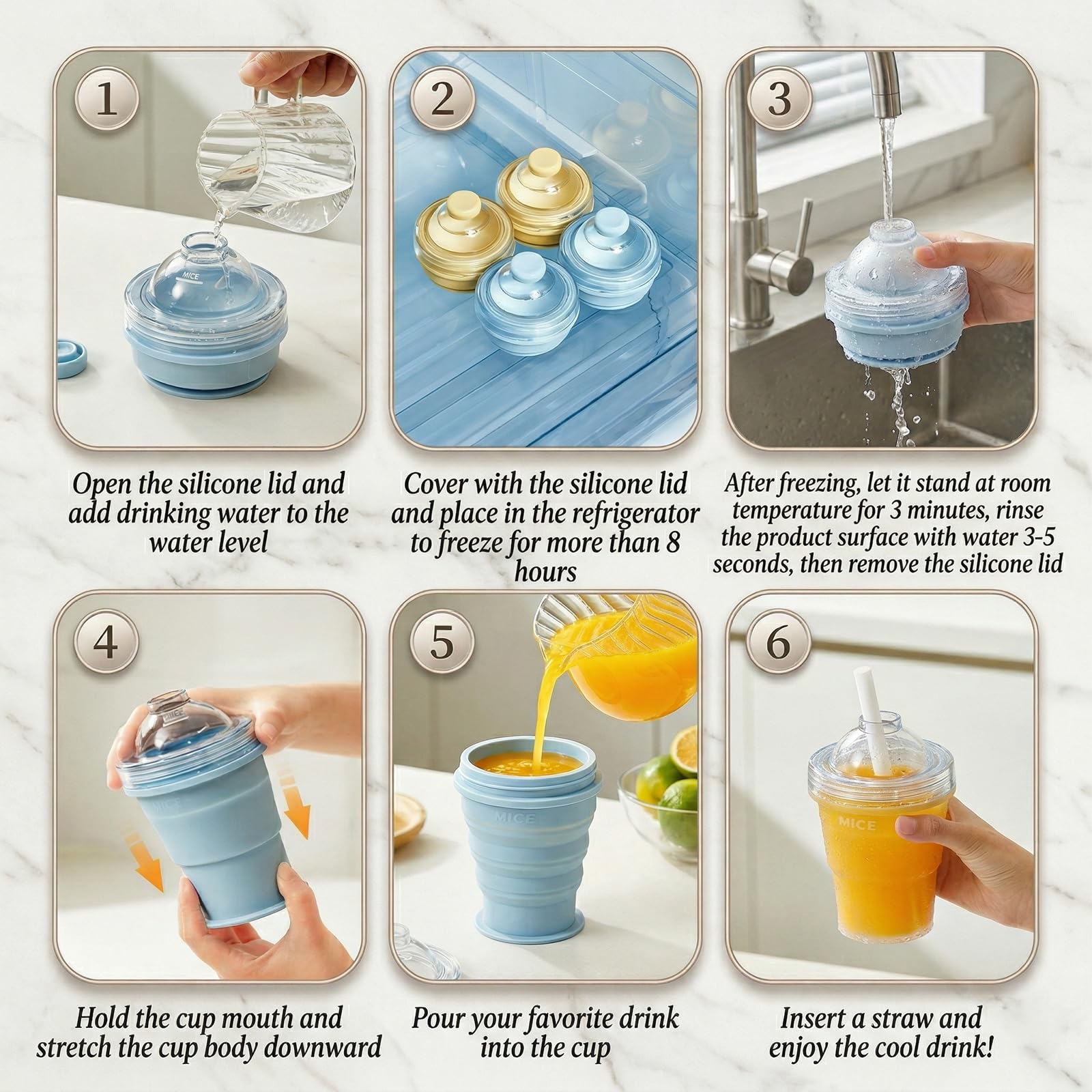 2-in-1 Collapsible Silicone Ice Ball Maker Cup