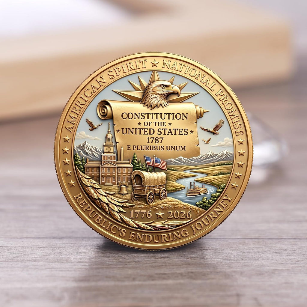 USA 250th Anniversary Commemorative Coin - American Eagle & Patriotic Symbols Collectible