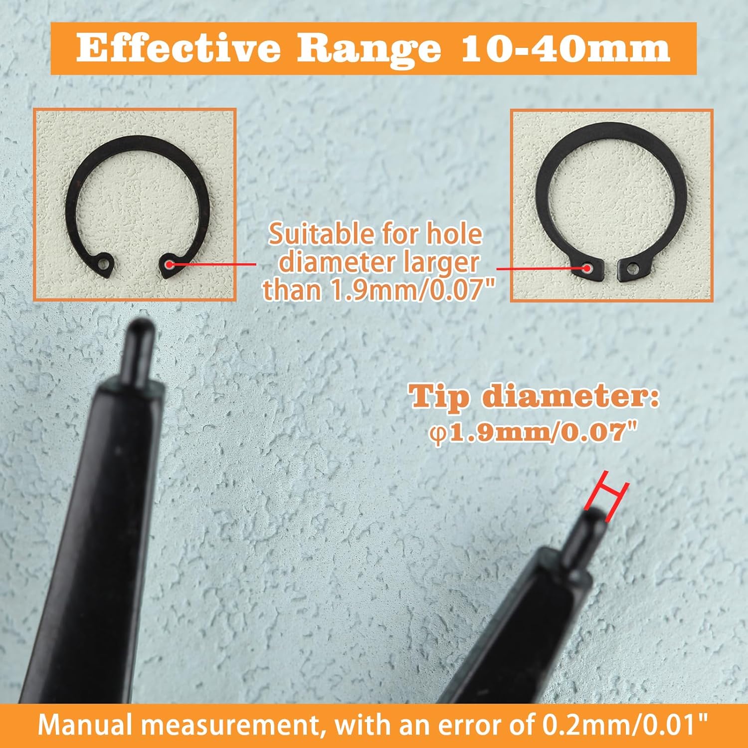 2-in-1 Snap Ring Pliers - Internal & External Circlip Pliers for 10-40mm Snap Rings