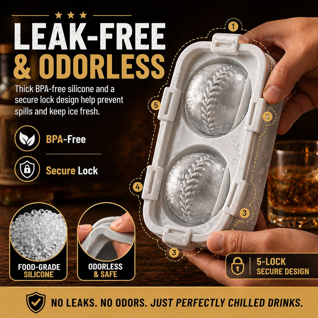 Baseball Ice Mold – Slow‑Melting Silicone Sphere Tray for Whiskey, Cocktails & More