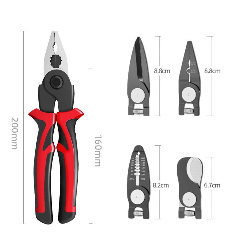 5 in 1 All Purpose Heavy Duty Tool Kit,Replaceable-head multi-function pliers set