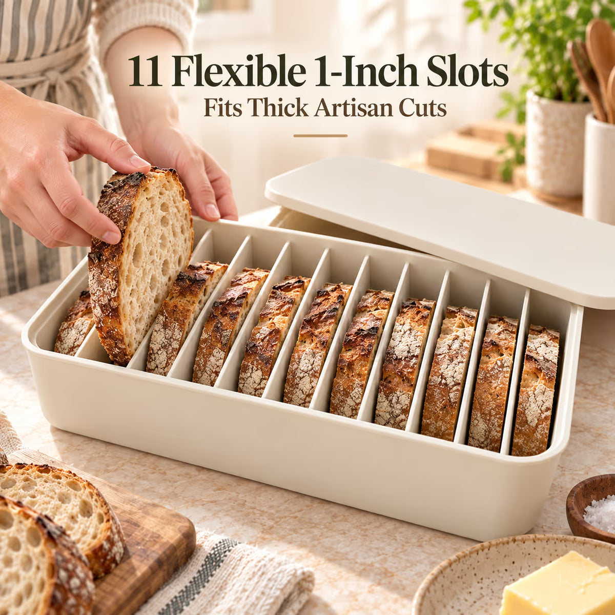 🍞 11-Slot Silicone Bread Freezer Box — Keep Sourdough Slices Separate ❄️