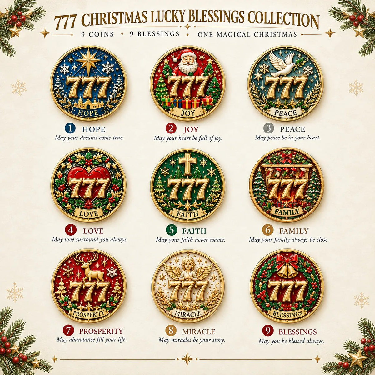 Lucky 777 Christmas Blessing Coin — Holiday Collectible Keepsake  - image 3