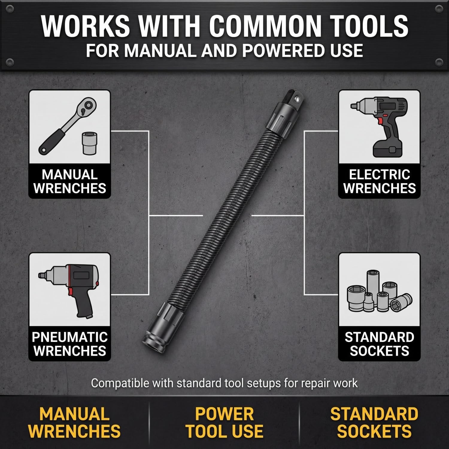 1/2" Drive Flexible Socket Extension Bar & Universal Joint Set