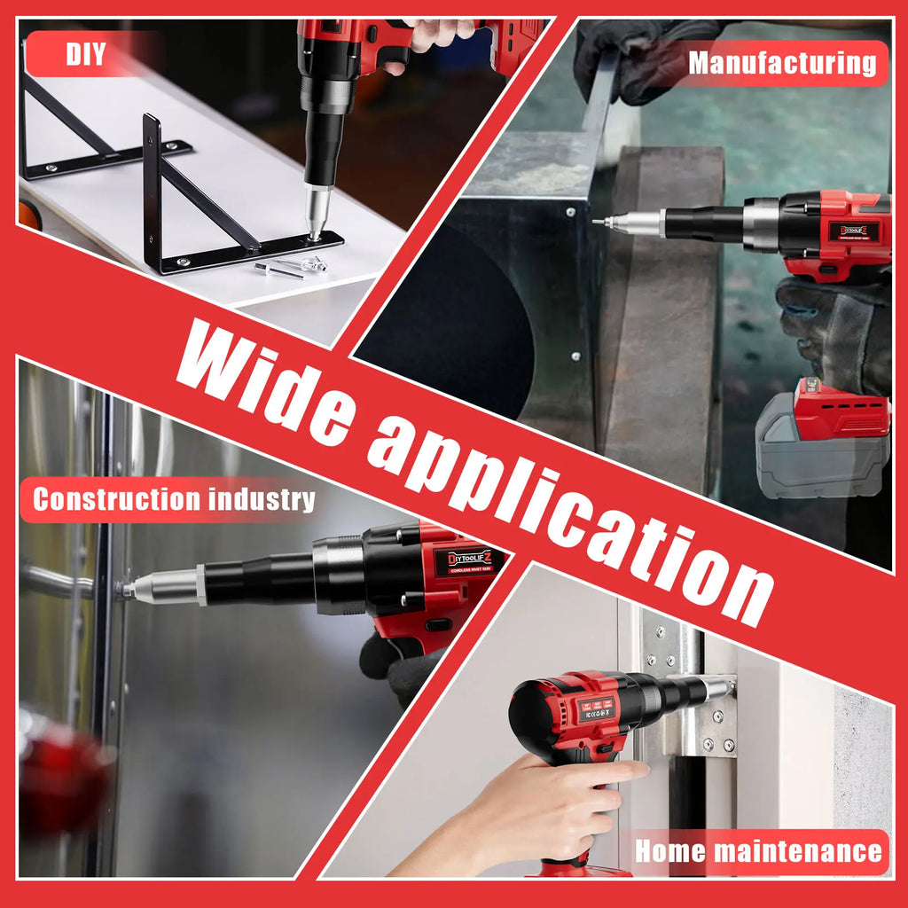 Cordless Electric Pop Rivet Gun Compatible with Milwaukee/Makita/Dewalt Battery