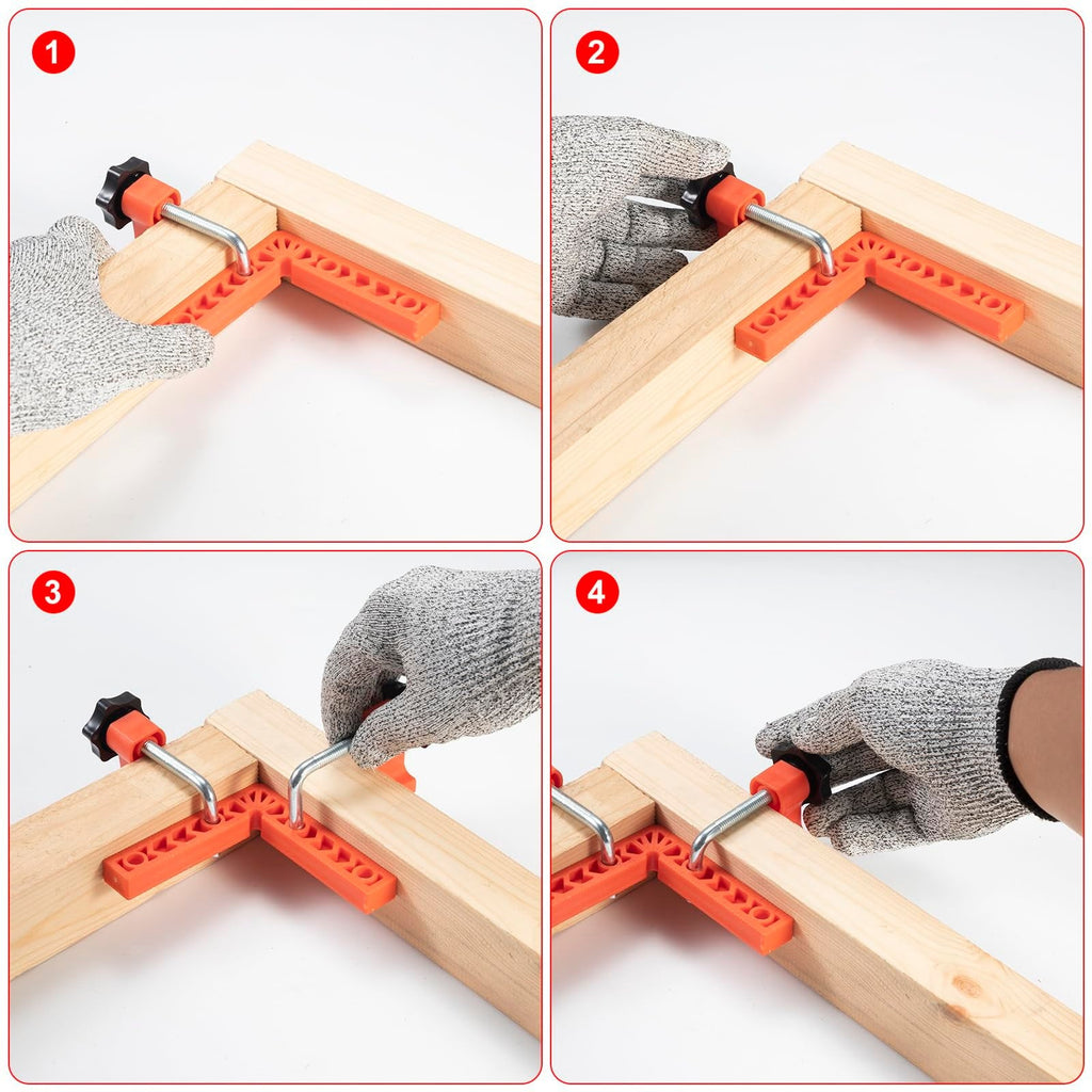90 Degree Corner Clamp & Positioning Square Set - (3" 4")inch x 8 Right Angle Clamp with 8 Clamp ABS Plastic L-Shaped Tool