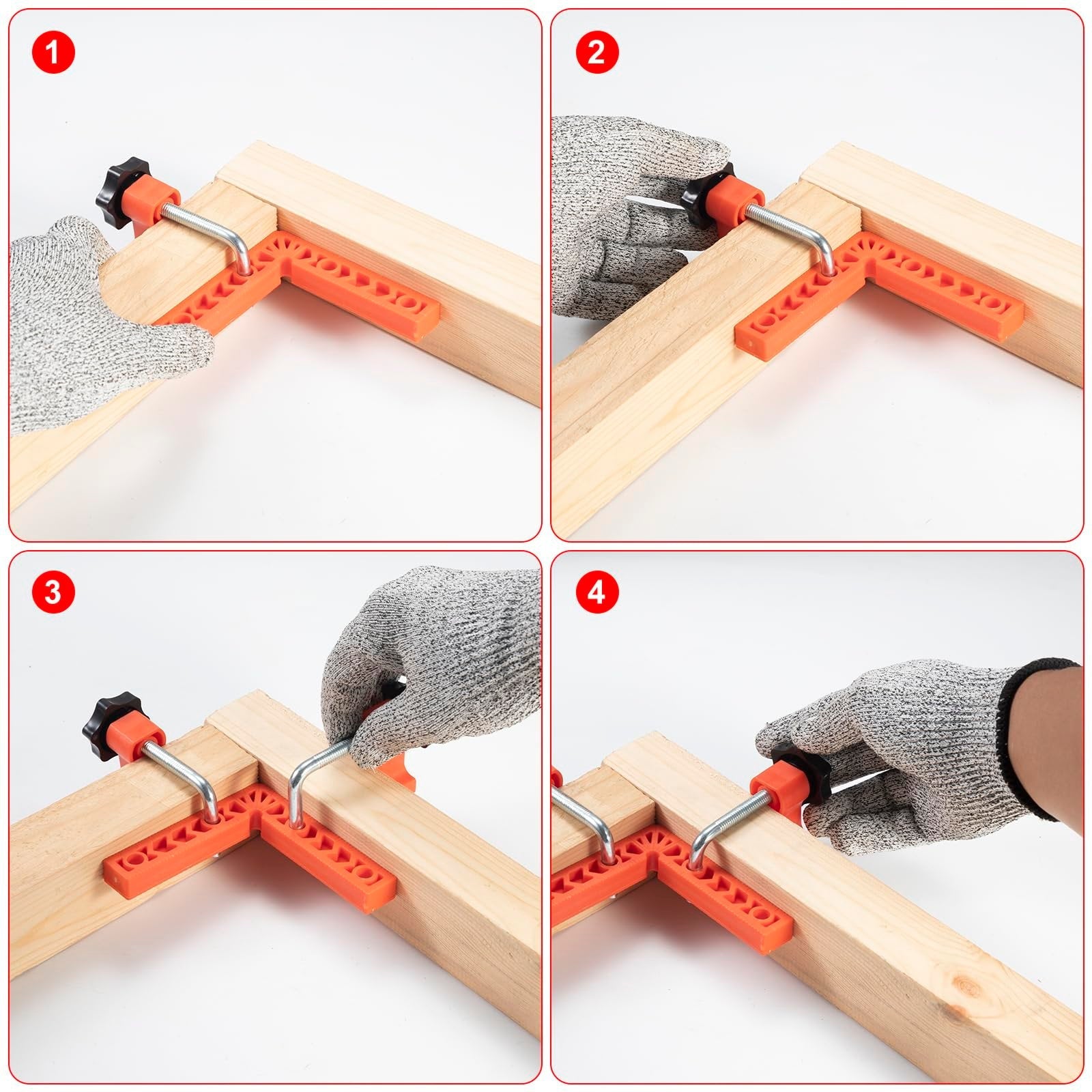 90 Degree Corner Clamp & Positioning Square Set - (3" 4")inch x 8 Right Angle Clamp with 8 Clamp ABS Plastic L-Shaped Tool