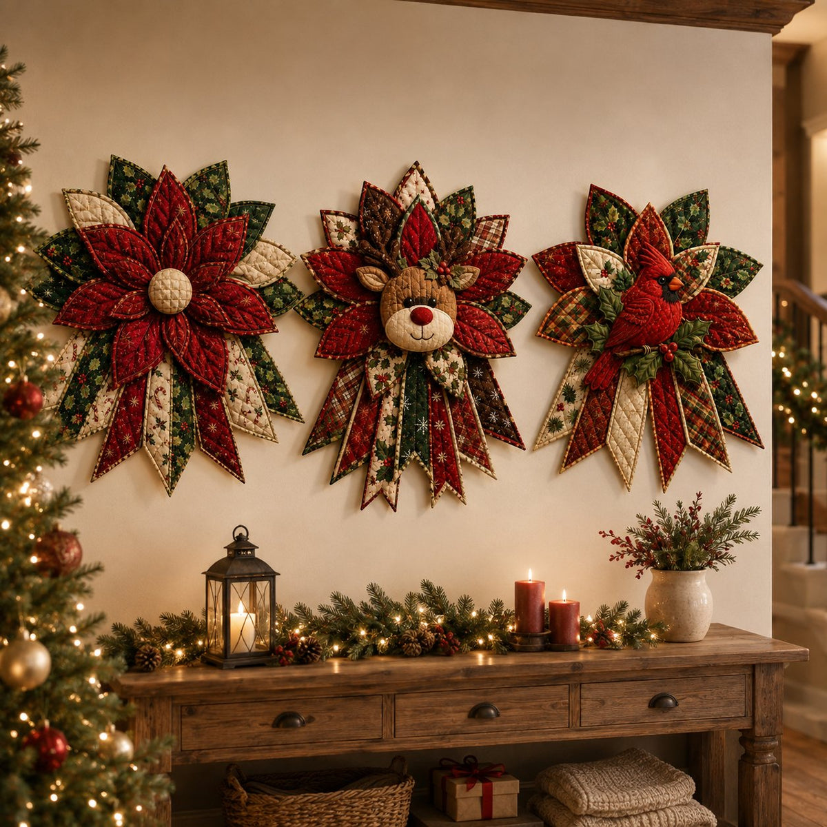 Holiday Celebration 50% OFF  – Festive Quilted Christmas Door Hanging DIY Sewing Kit