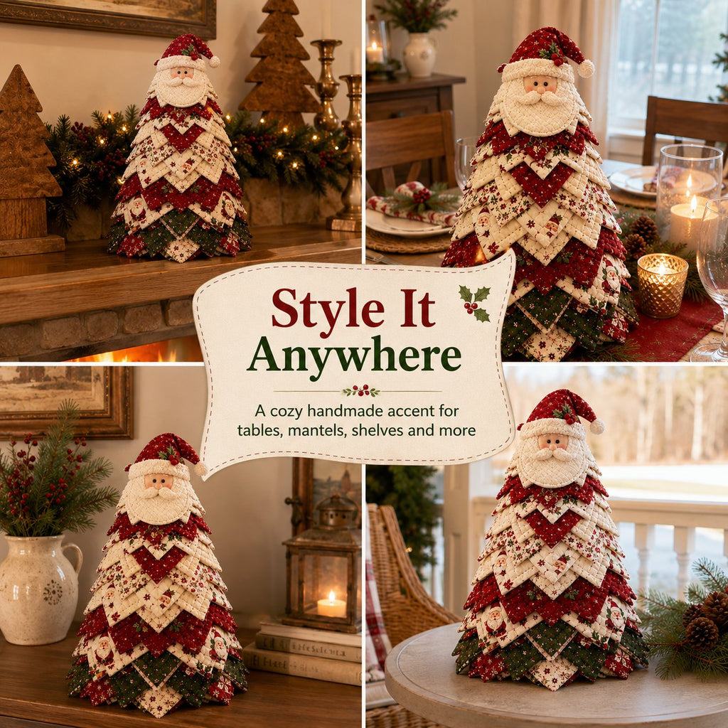 LAST DAY 69% OFF DIY Quilted Santa Christmas Tree Kit – Handmade Holiday Craft & Festive Tabletop Decor