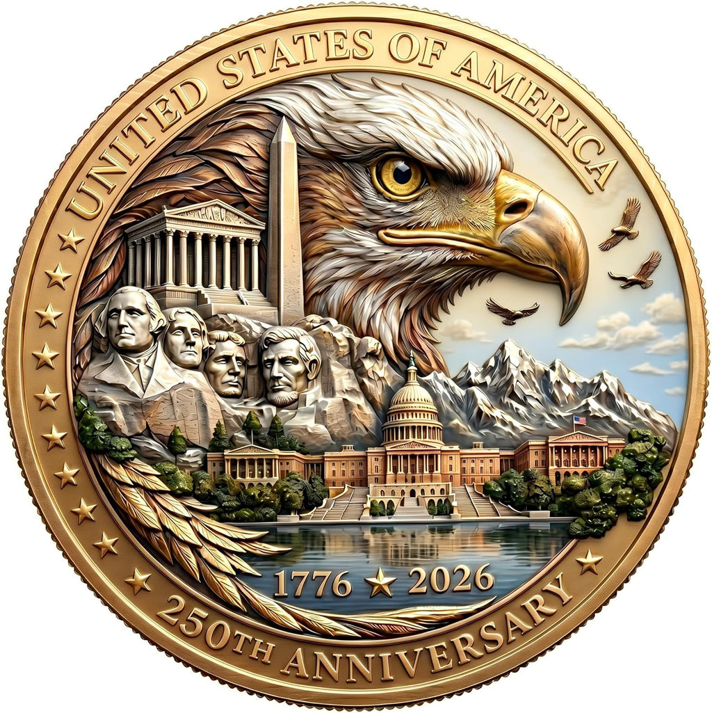 USA 250th Anniversary Commemorative Coin - American Eagle & Patriotic Symbols Collectible