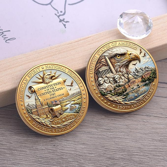 USA 250th Anniversary Commemorative Coin - American Eagle & Patriotic Symbols Collectible