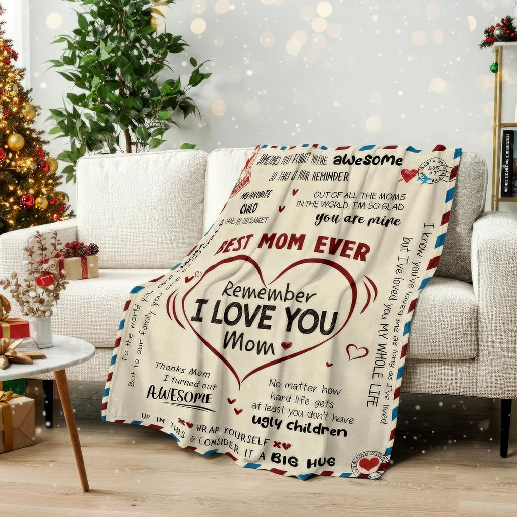 Best Mom Ever - I Love You Mom Throw Blanket (100*70 CM)