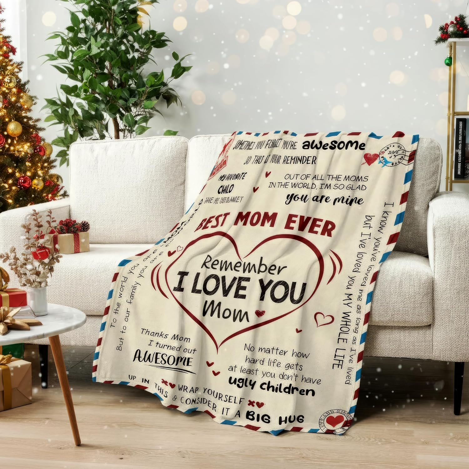 Best Mom Ever - I Love You Mom Throw Blanket (100*70 CM)