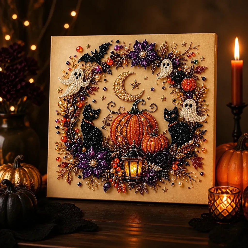 Halloween Pearl Art DIY Kit - Pumpkin & Black Cat