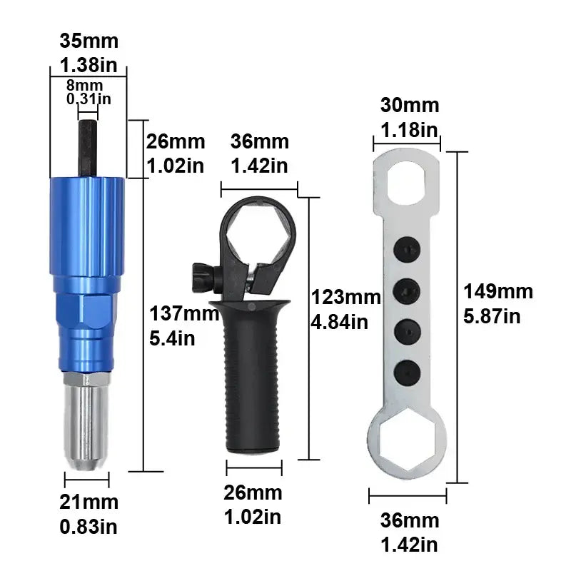 Cordless Rivet Gun Drill Attachment Kit