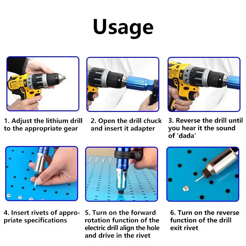 Cordless Rivet Gun Drill Attachment Kit