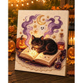 Framed Halloween Black Cat Spellbook Pearl Art DIY Kit