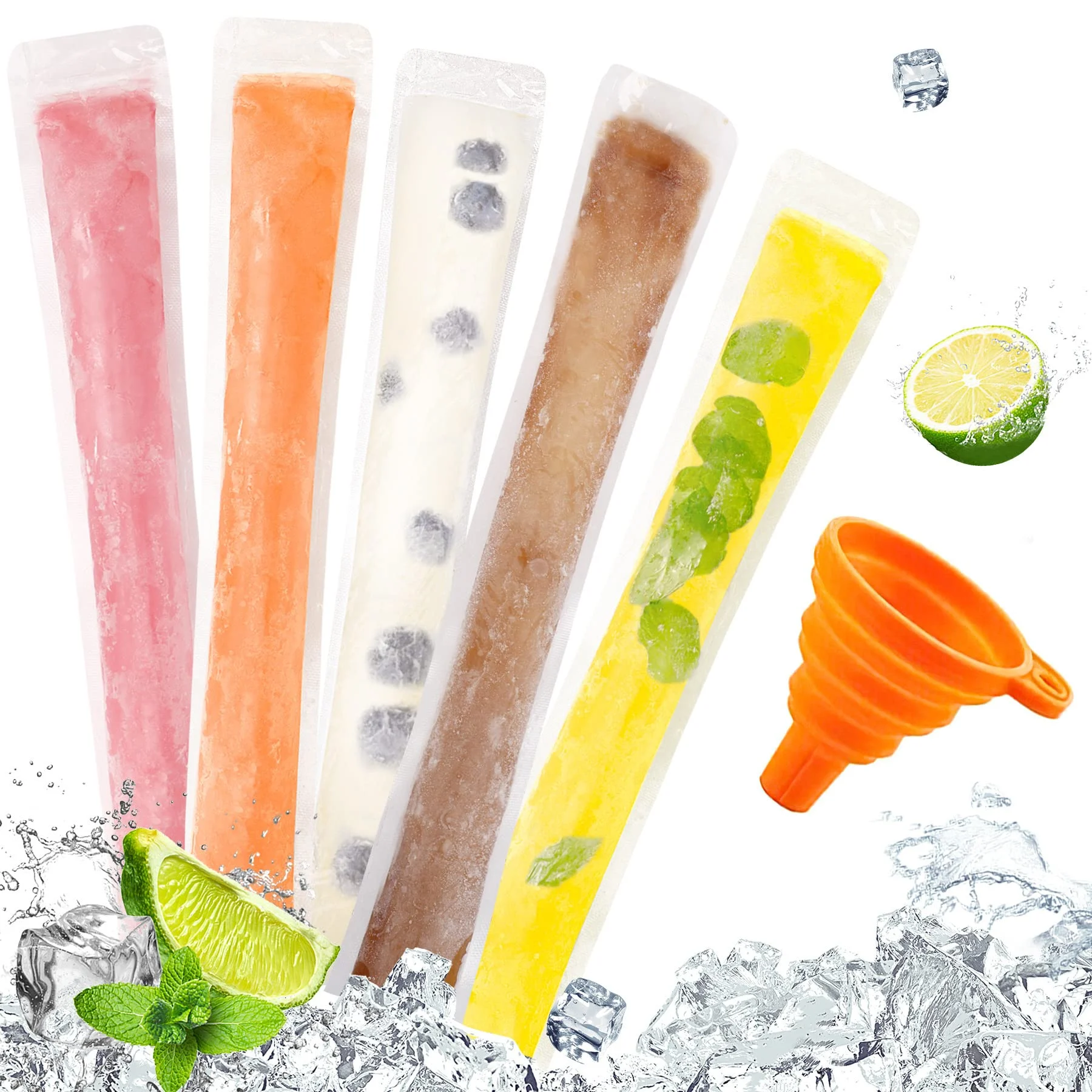 100 PCS Food-Grade Disposable Ice Popsicle Bags
