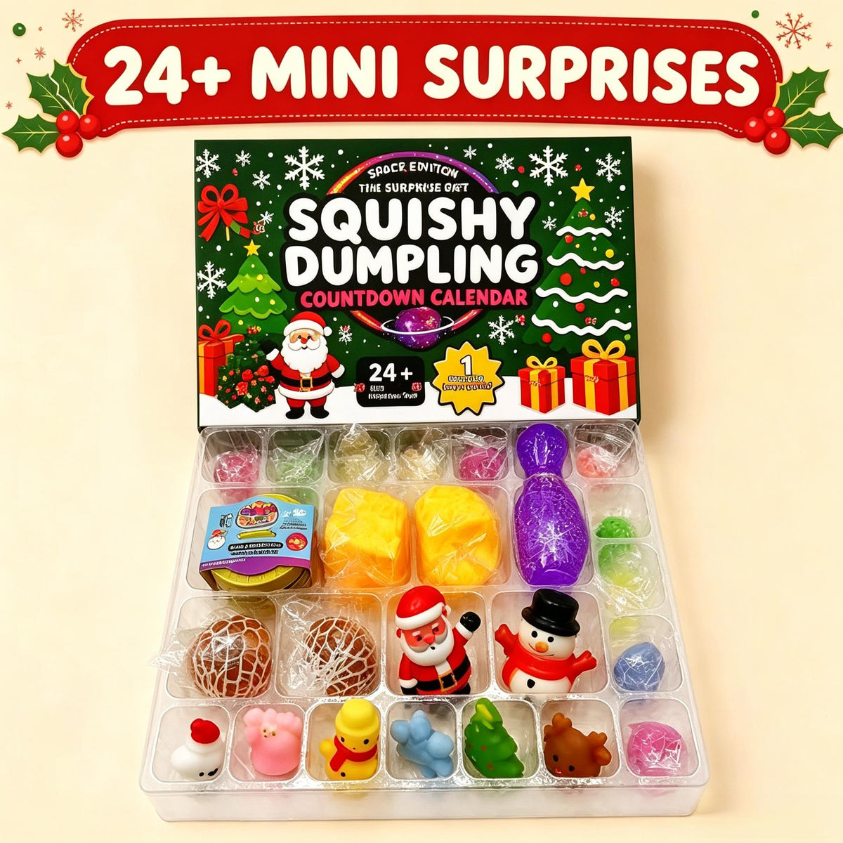 2026 Christmas Squishy Advent Calendar – 24 Days Holiday Countdown Blind Box Squeeze Toys for Kids & Adults