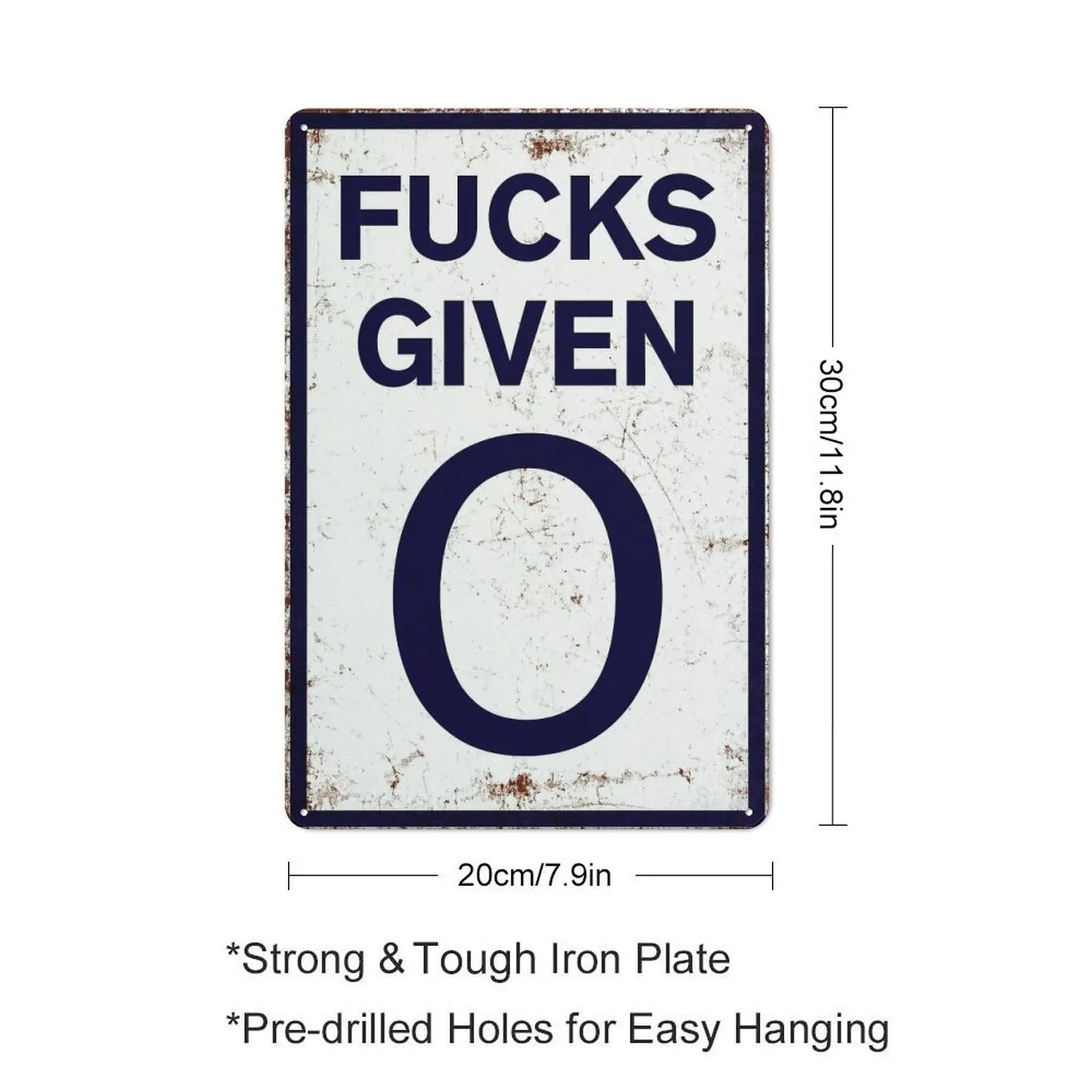 Funny 0 Given Vintage Metal Tin Sign – Parody Speed Limit Garage Man Cave Decor
