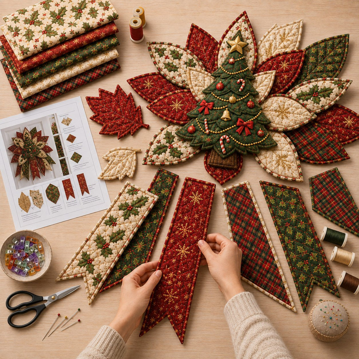 Holiday Celebration 50% OFF  – Festive Quilted Christmas Door Hanging DIY Sewing Kit