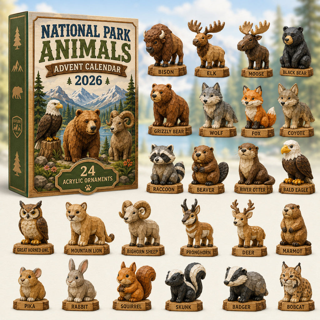 CHRISTMAS KICKOFF 40% OFF - National Park Adorable Animals Advent Calendar 2026 - 24-Day Festive Countdown, Acrylic Charms Blind Box - Gift For Family & Friends