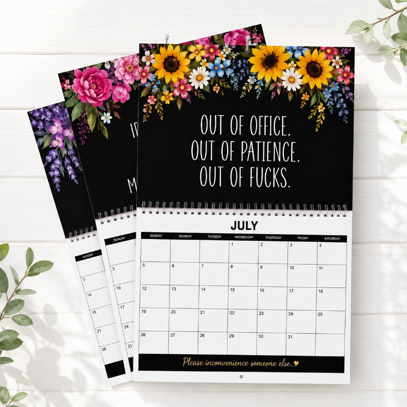 2027 Funny Swear Word Wall Calendar – "Fuck Its" Floral Calendar for Tired-Ass Women