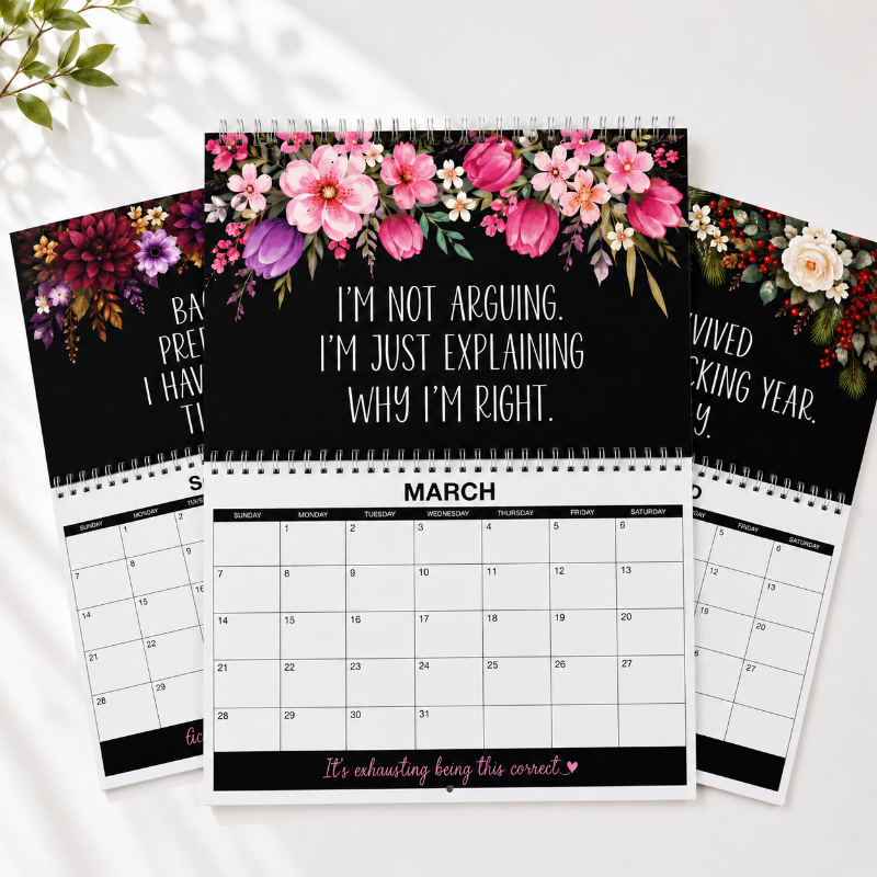2027 Funny Swear Word Wall Calendar – "Fuck Its" Floral Calendar for Tired-Ass Women