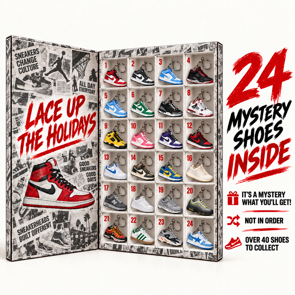 Sneakerhead Advent Calendar | 24 Mini Sneaker Keychains Christmas Countdown Gift