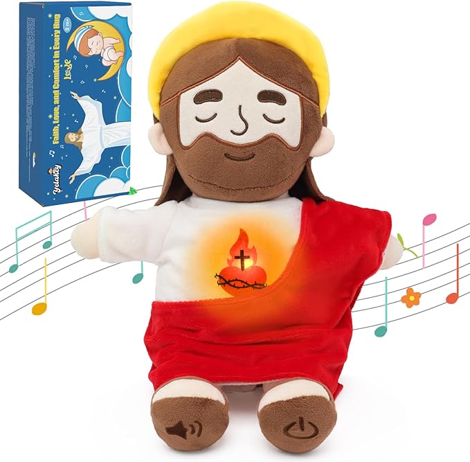 Breathing Jesus Plushie with Warm Glow, Music & Soothing Sleep Sounds