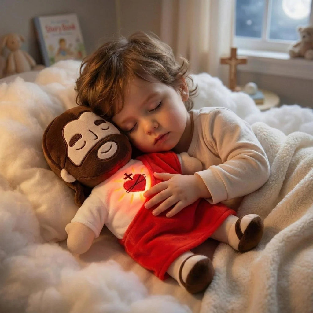 Breathing Jesus Plushie with Warm Glow, Music & Soothing Sleep Sounds