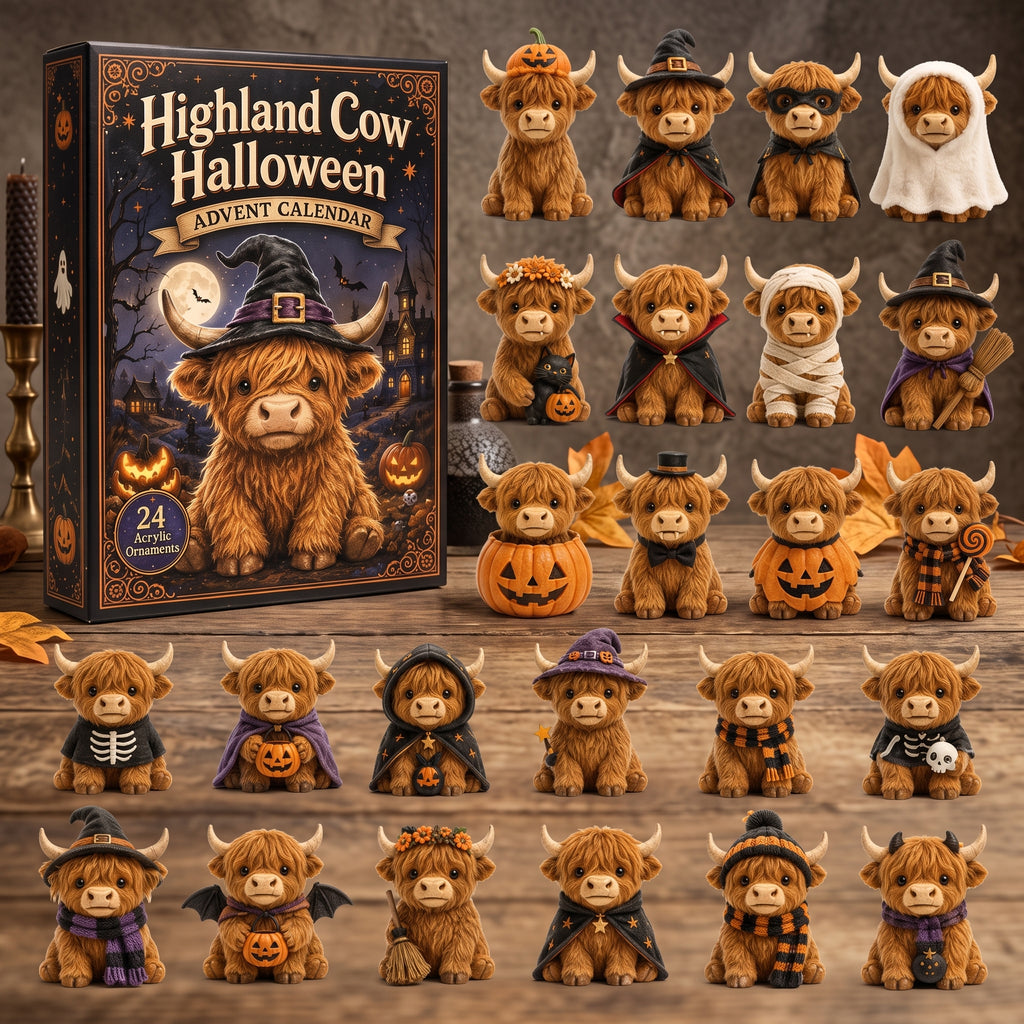 Highland Cow Halloween Advent Calendar 2026 – 24-Day Spooky Countdown Blind Box
