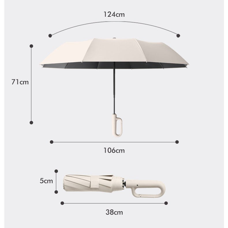 Creative Ring Buckle Windproof Reinforced Umbrella – Automatic Folding Sun & Rain Umbrella