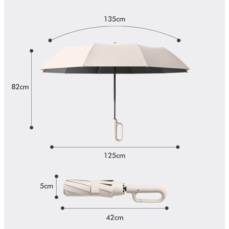 Creative Ring Buckle Windproof Reinforced Umbrella – Automatic Folding Sun & Rain Umbrella