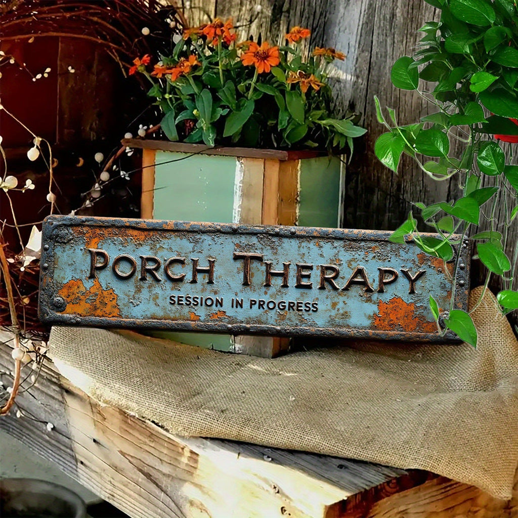 Country-style "Porch Healing" Metal Sign