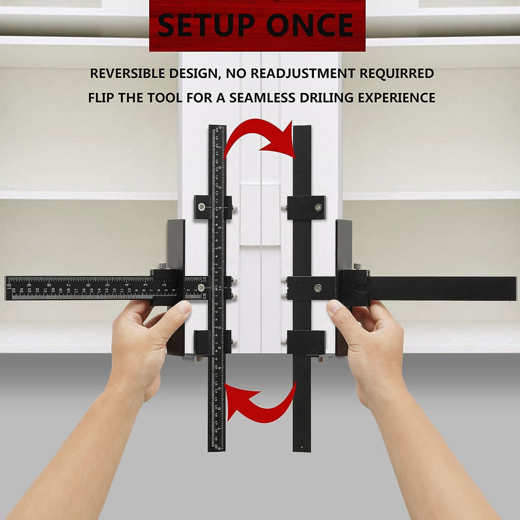 Cabinet Hardware Jig – Handle Template with Engraved Rulers & Self‑Punching Centre