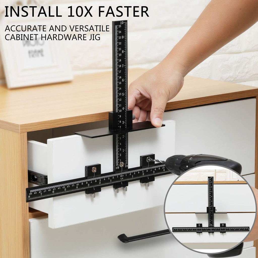 Cabinet Hardware Jig – Handle Template with Engraved Rulers & Self‑Punching Centre