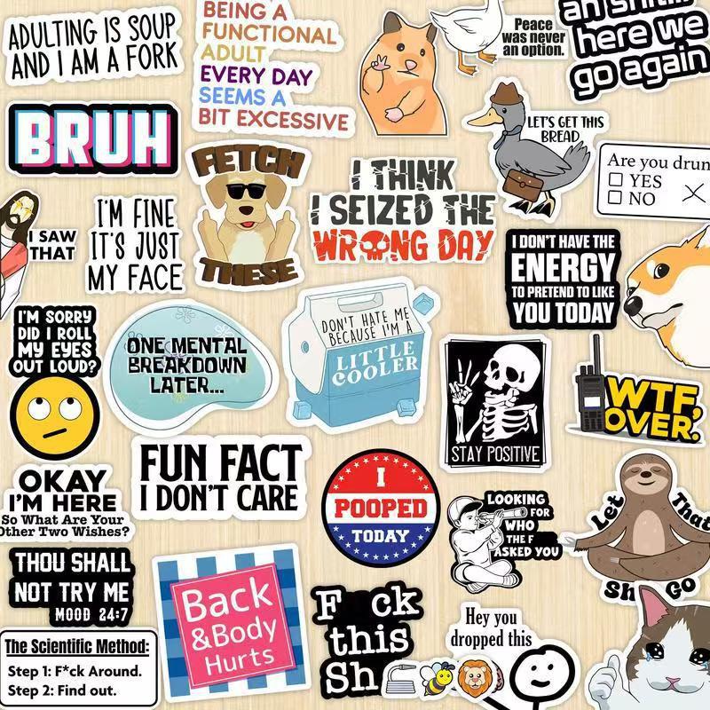 130PCS Funny Saying Sticker Pack - Snarky