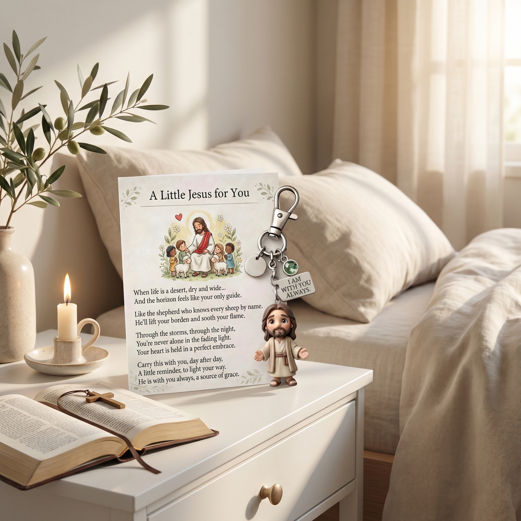 "A Little Jesus for You" - Comforting Pocket Reminder Keychain & Poem Card Gift Set