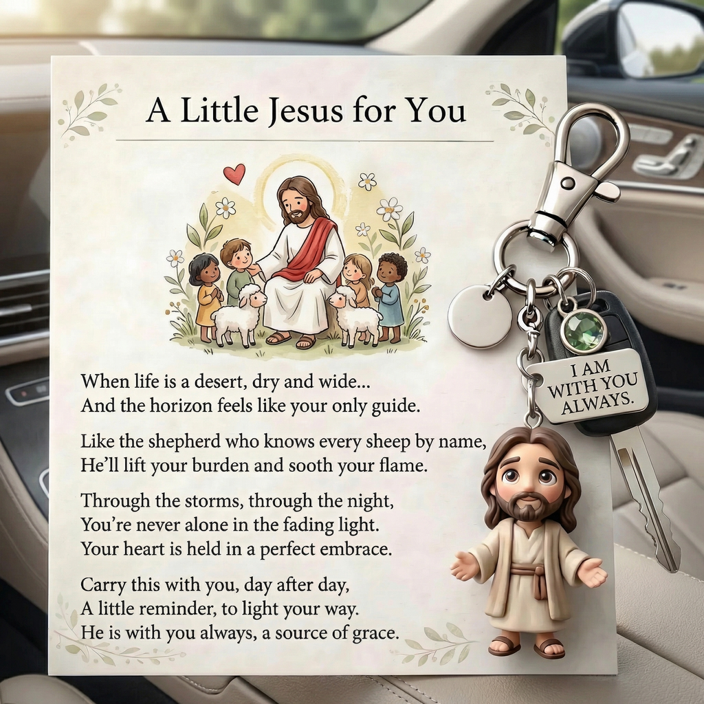 "A Little Jesus for You" - Comforting Pocket Reminder Keychain & Poem Card Gift Set