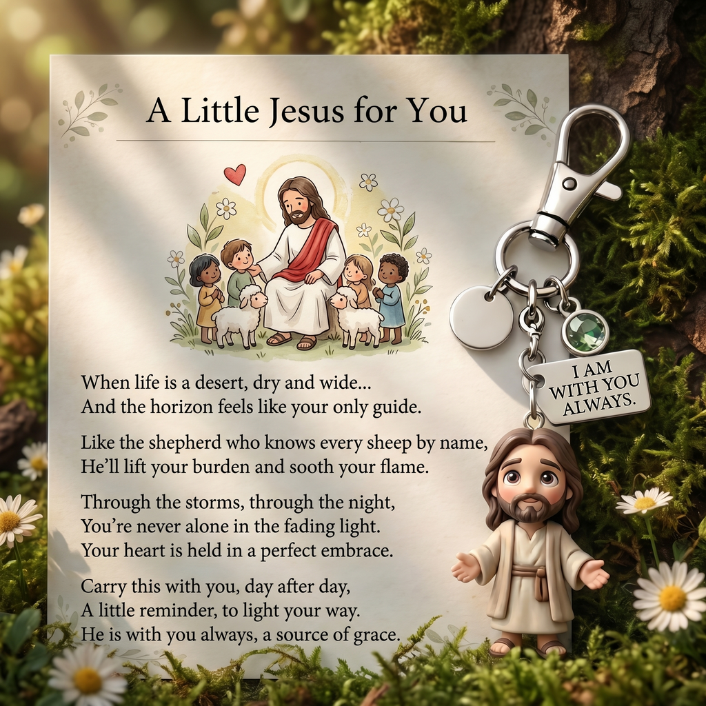 "A Little Jesus for You" - Comforting Pocket Reminder Keychain & Poem Card Gift Set