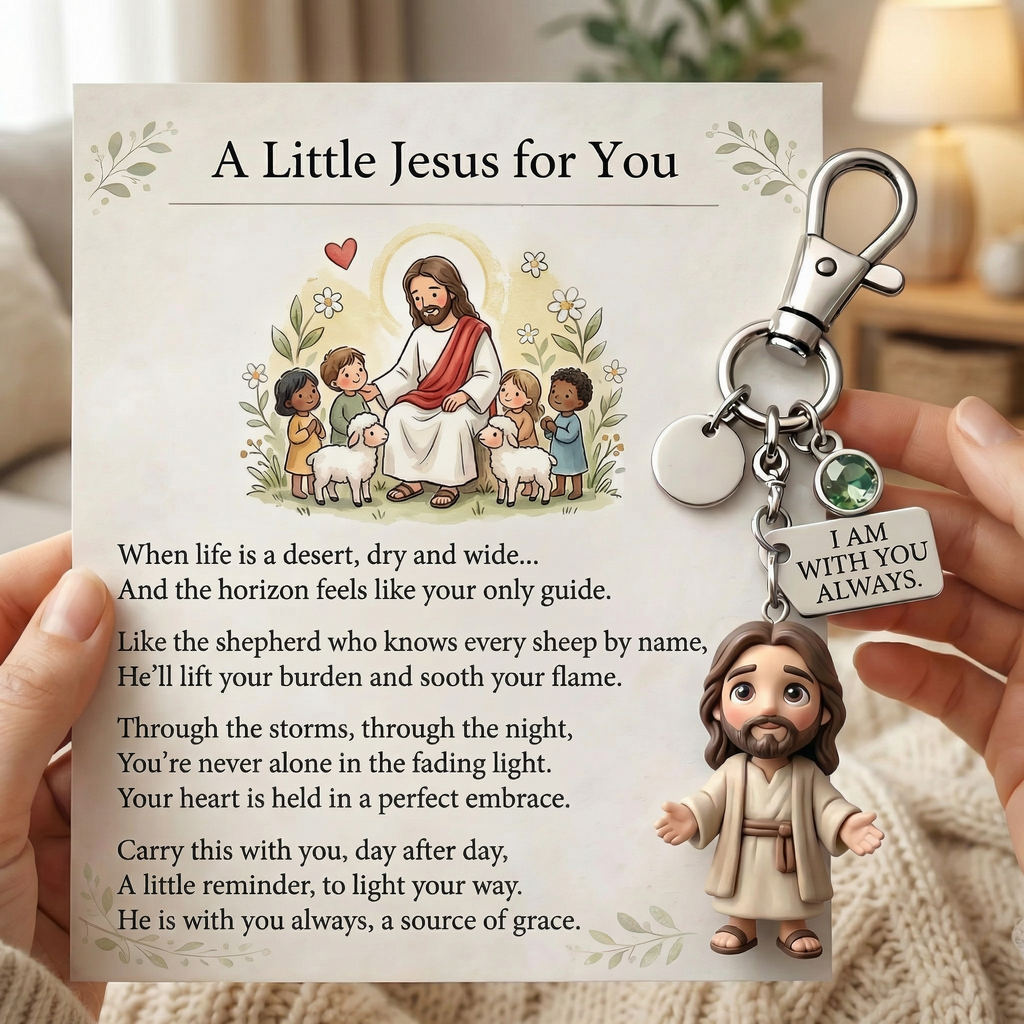 "A Little Jesus for You" - Comforting Pocket Reminder Keychain & Poem Card Gift Set