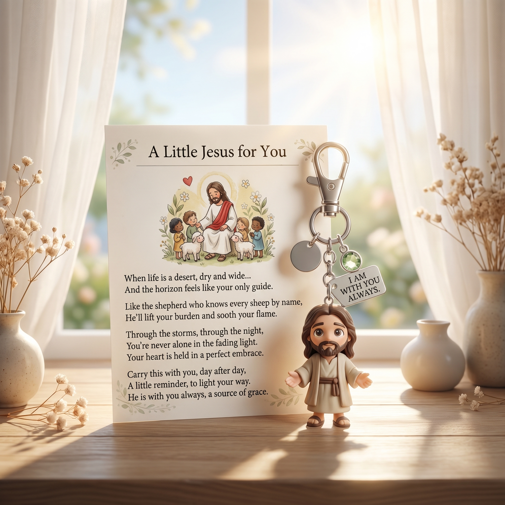"A Little Jesus for You" - Comforting Pocket Reminder Keychain & Poem Card Gift Set